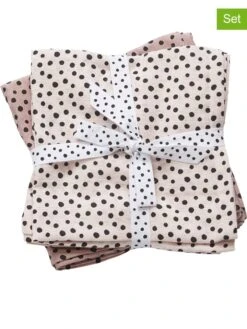 Done By Deer 2er-Set: Mulltücher "Happy Dots" In Rosa - (L)120 X (B)120 Cm