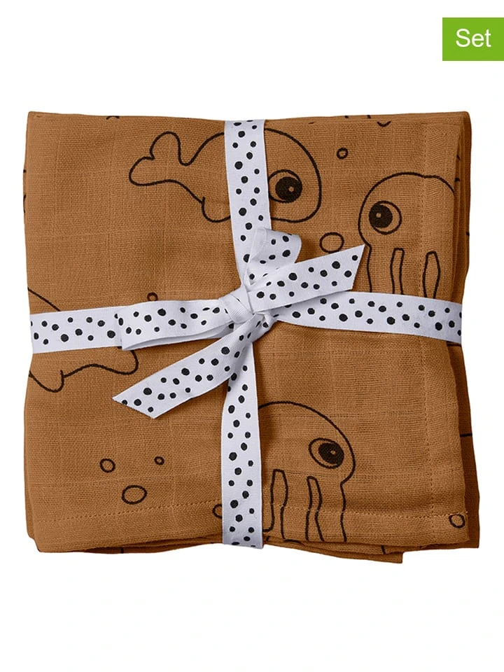 Done By Deer 2er-Set: Mulltücher "Sea Friends" In Gelb - (L)120 X (B)120 Cm 1 Done By Deer 2er-Set: Mulltücher "Sea Friends" In Gelb - (L)120 X (B)120 Cm