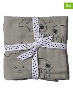 Done By Deer 2er-Set: Mulltücher "Sea Friends" In Grau - (L)70 X (B)70 Cm