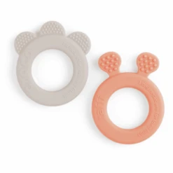 Done By Deer™ Beißring 2-er Pack Deer Friends Sand/Koralle