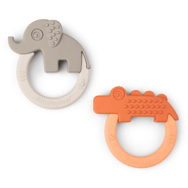 Done By Deer™ Beißring 2er-Pack Deer Friends Papaya Sand 1 Done By Deer™ Beißring 2er-Pack Deer Friends Papaya Sand