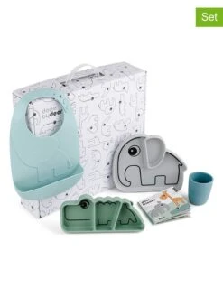 Done By Deer Esslern-Set "Stick&Stay" In Hellblau/ Grün/ Grau