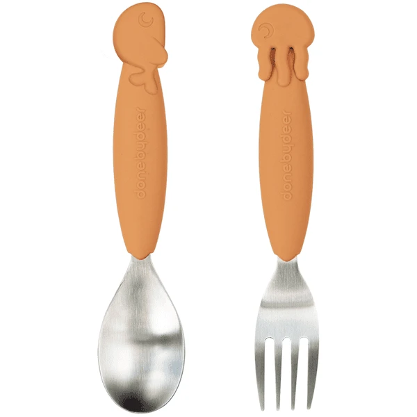 Done By Deer™ Löffel- & Gabelset YummyPlus Sea Friends In Senfgelb 1 Done By Deer™ Löffel- & Gabelset YummyPlus Sea Friends In Senfgelb