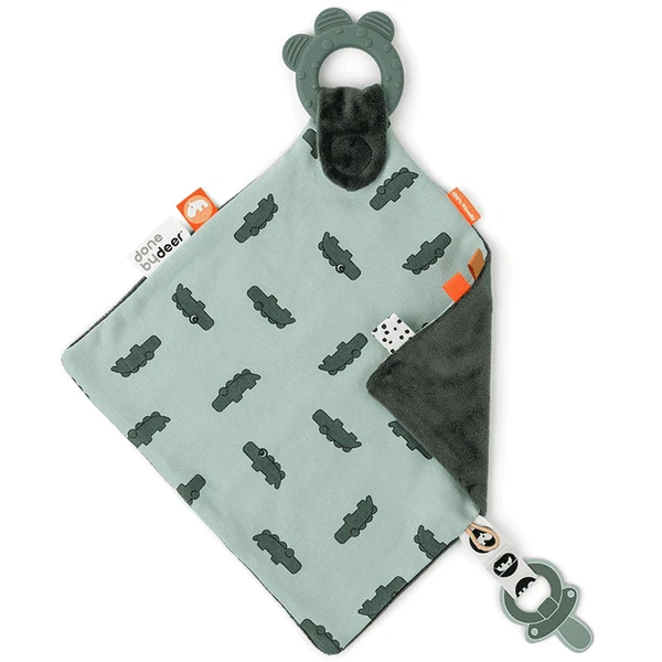 Done By Deer™ Schmusetuch Mit Beißring Croco, Grün 1 Done By Deer™ Schmusetuch Mit Beißring Croco, Grün