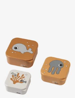 Done By Deer Snack Box Set 3 Pcs Sea Friends - MUSTARD/GREY