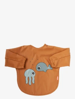 Done By Deer Sleeved Bib 6-18m Sea Friends - MUSTARD/GREY