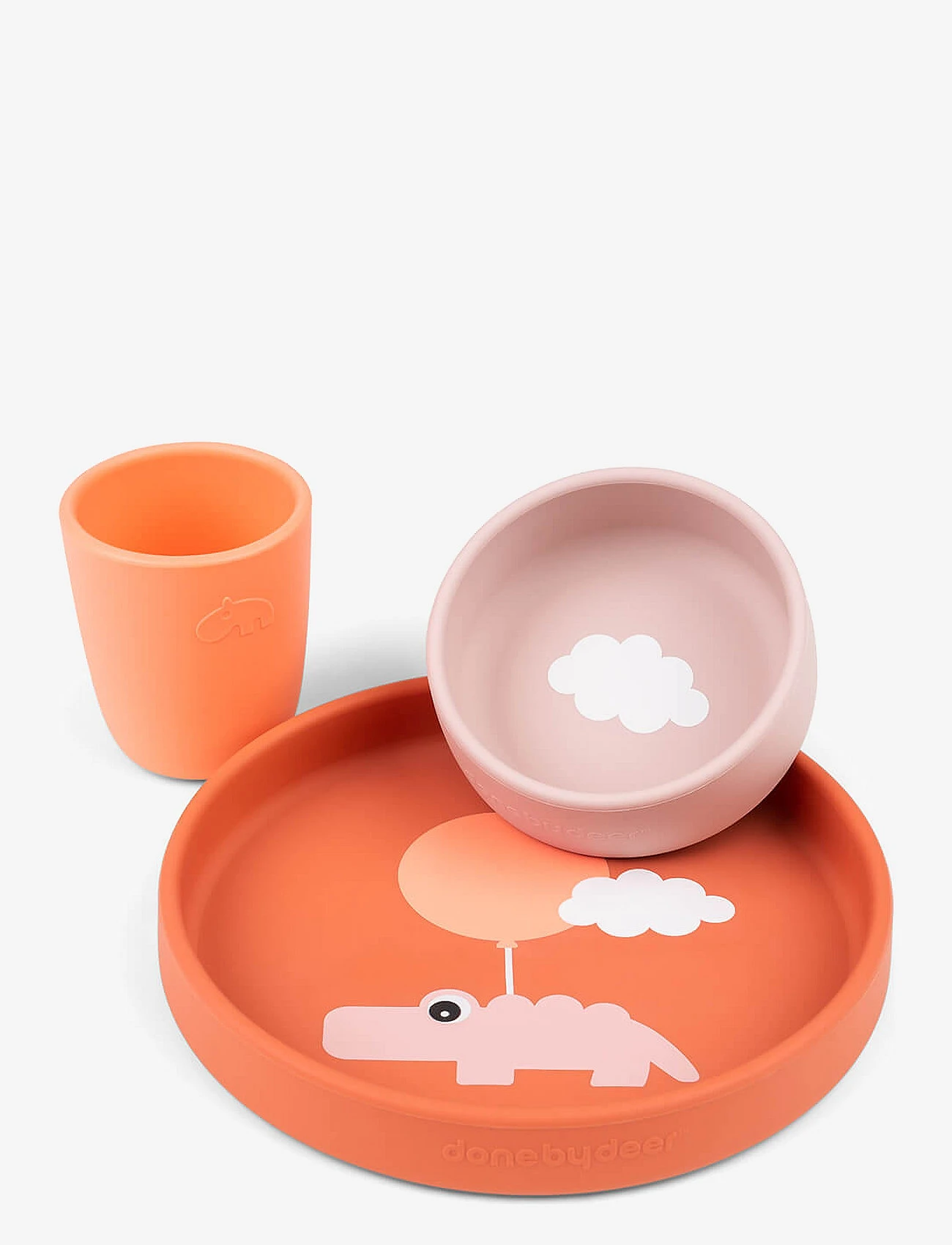 Done By Deer Silicone Dinner Set Happy Clouds - PAPAYA 1 Done By Deer Silicone Dinner Set Happy Clouds - PAPAYA